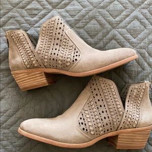 Vince Camuto beige suede booties